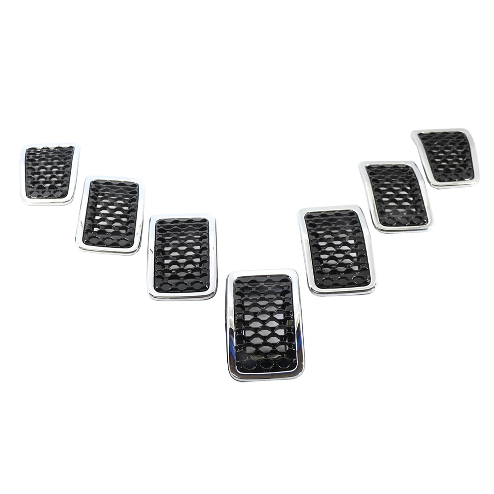7Pcs Chrome Mesh Honeycomb Front Grille Inserts Frame For Jeep Cherokee 2019 2020 2021 2022