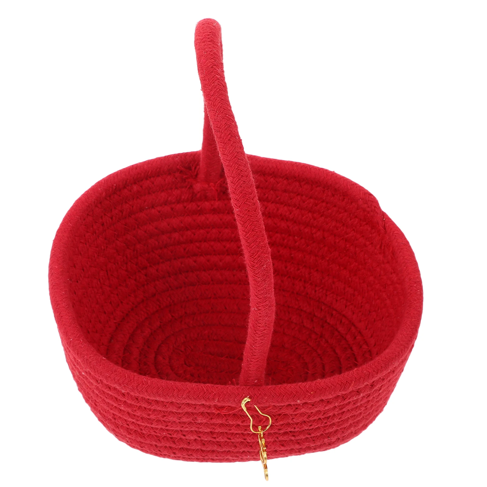 

Red Festive Handle Basket Wedding Candy Storage Large Capacity Snack Gift Basket Wedding Party Decoration Cotton Thread