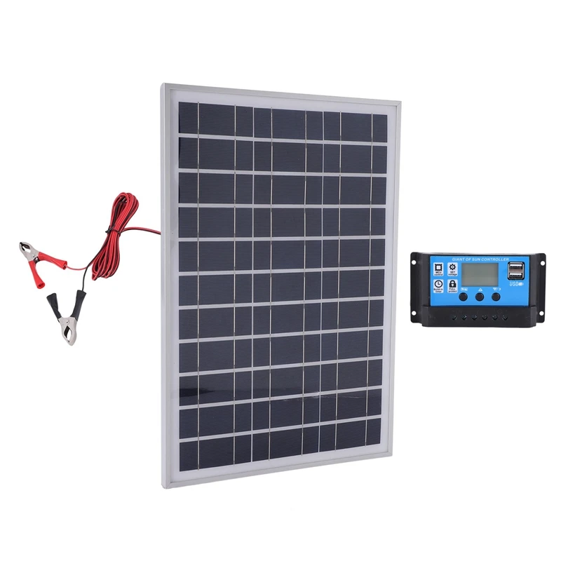 Caricabatteria per pannello solare 30W 12V + Controller 40A per camper Car Boat Home Camping