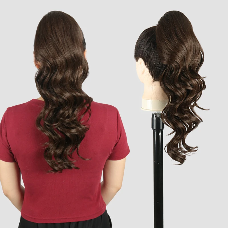Snowdrop สังเคราะห์ Drawstring หางม้า Curly คลิปใน Hair Extension ธรรมชาติ Pony Tail Hairpiece ผมผู้หญิง