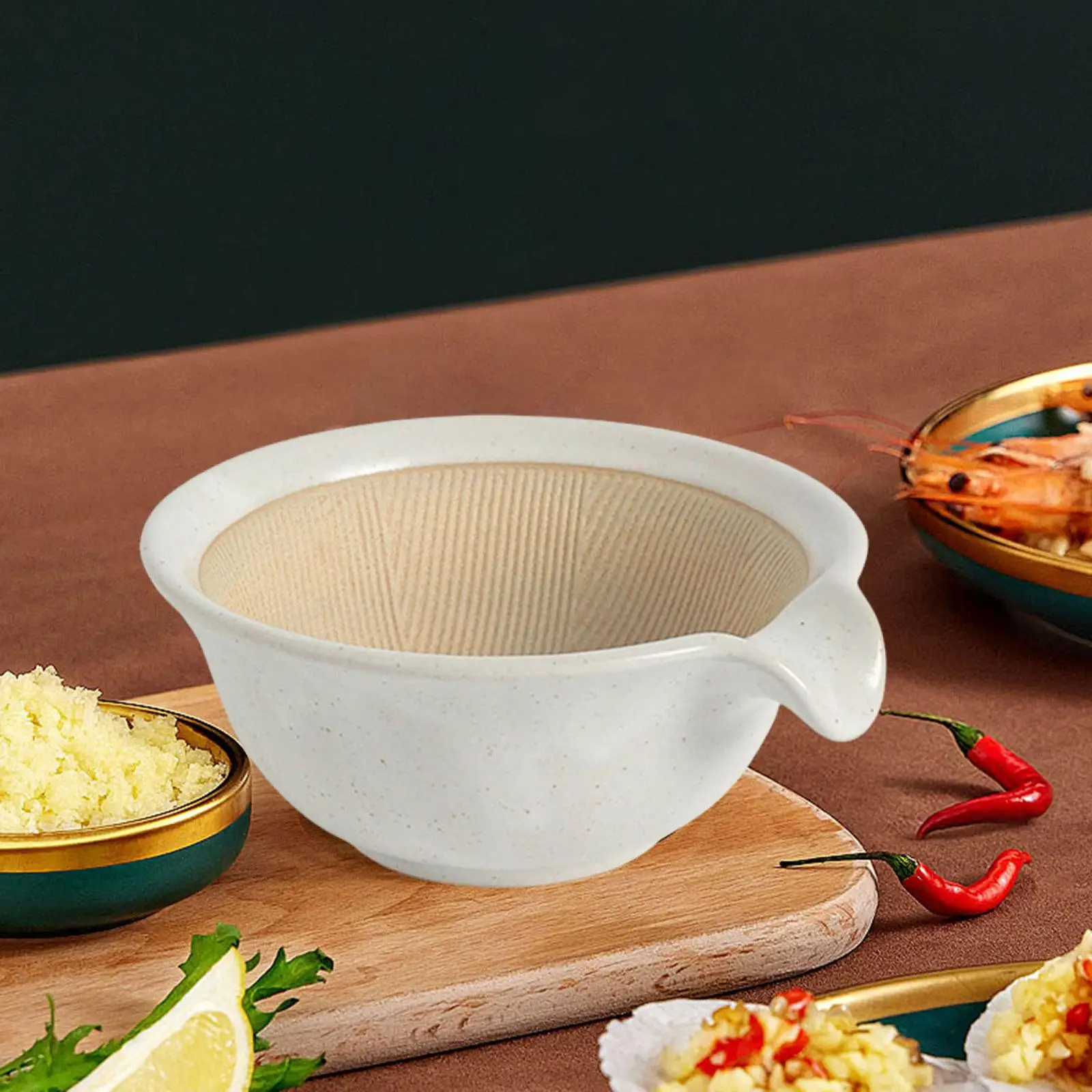 

Food Bowl ,Masher Supplies, Multiuse , Japanese, Kitchen Tableware Manual Home Ceramic Food Mill Mixing Bowl