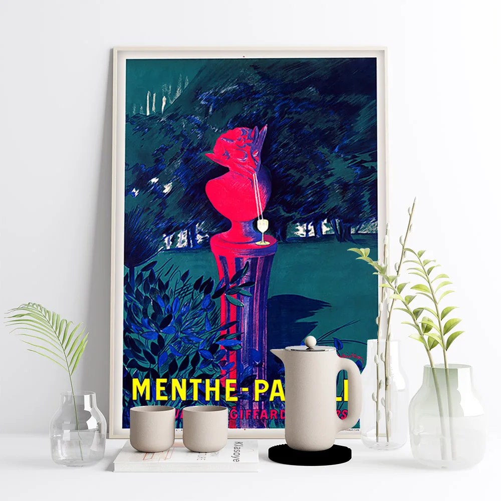 Liqueur Vintage Advertising Poster Demon Statue Art Print Wall Picture Antique Decor Canvas Painting