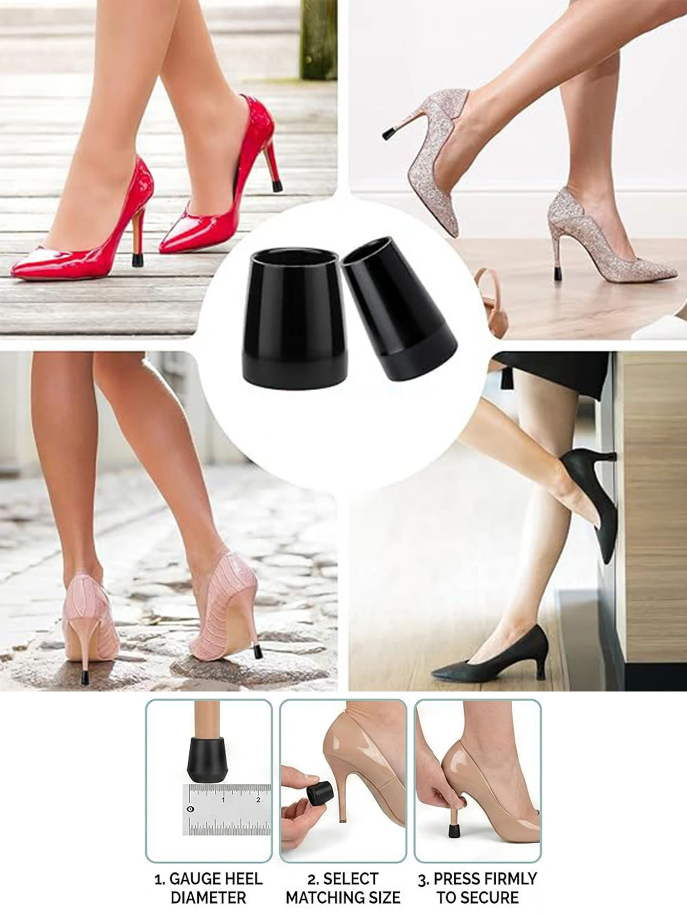 High Heels Protector Stoppers, Anti-noise Wearable Heel Cover, Latin Stiletto Dancing Anti-slip Cover Woman Shoes Round Care Kit