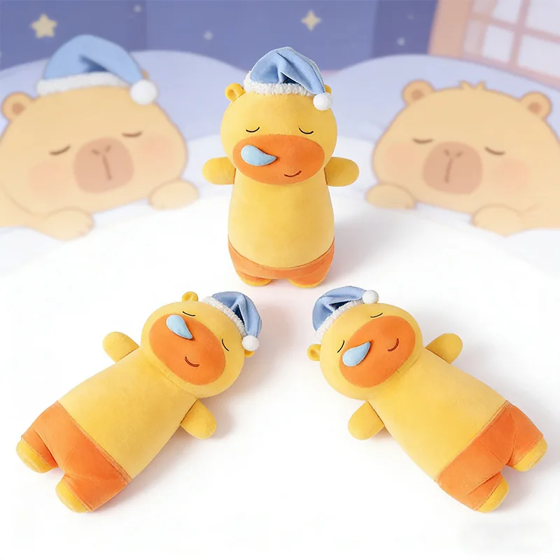 Capybara Plush Toy for Kids Birthday Xmas Gift Soft Snoring Stuffed Animal Long Throw Pillow Waist Rest Bedroom Decor Pinch Leg