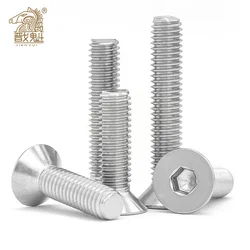 10-50pcs UNC 2#-56 4#-40 6#-32 8#-32 10#-24 US Coarse Thread 304 A2 Stainless Steel Hex Socket Flat Countersunk Head Screw Bolt