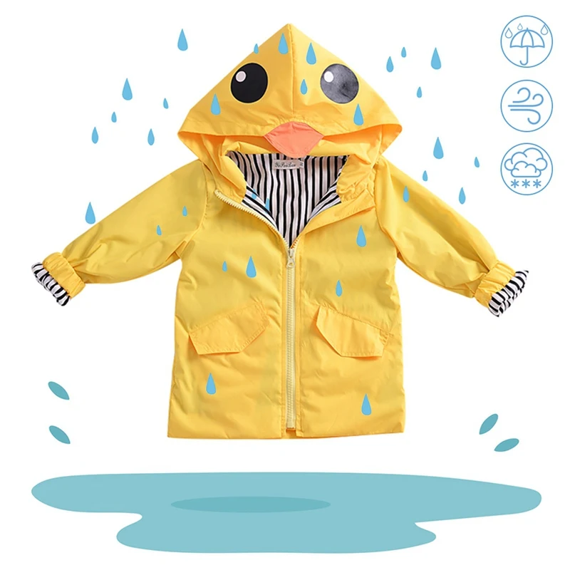 Kids Rain Coat Animal Style Children Waterproof Raincoat Rainwear Unisex Cartoon Kids Little Yellow Duck Shape