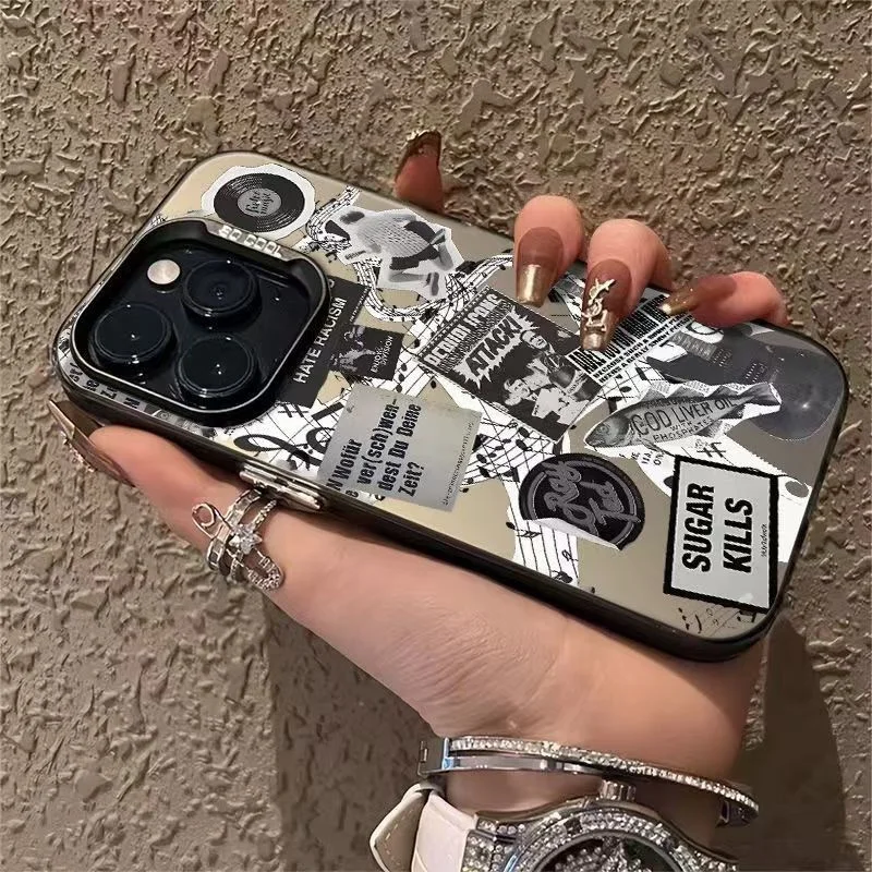 Чехол для телефона IMD с гальваническим покрытием для гитары Newspaper, серебристый чехол для Iphone 16 Pro 15, 14, 13, 12, 11 XS Pro Max Plus XR XS 7 8 Plus