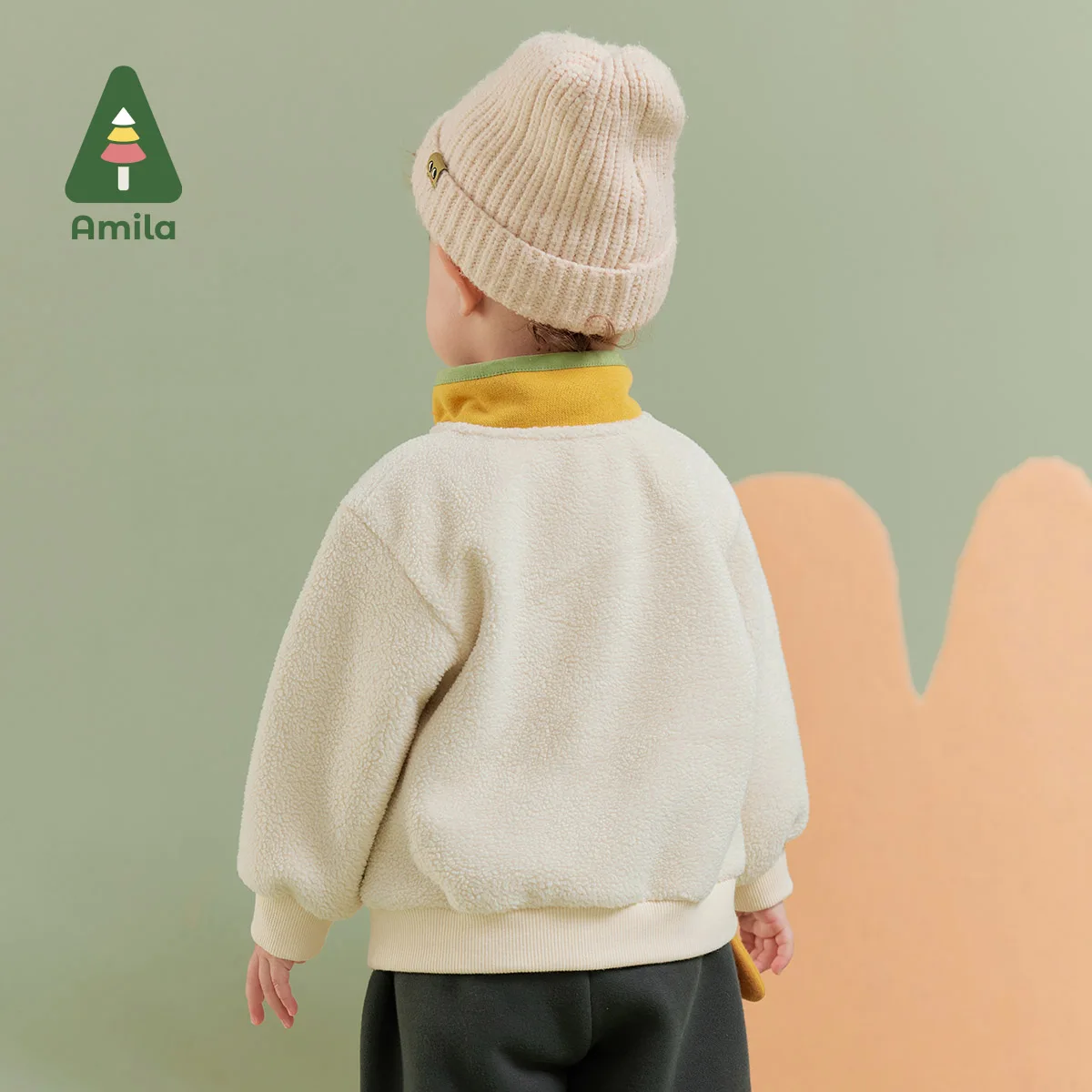 Amila Baby Boy Hoodie 2024 Winter neue mehrfarbige Stehkragen Vlies weiche gemütliche Stickerei Baby kleidung