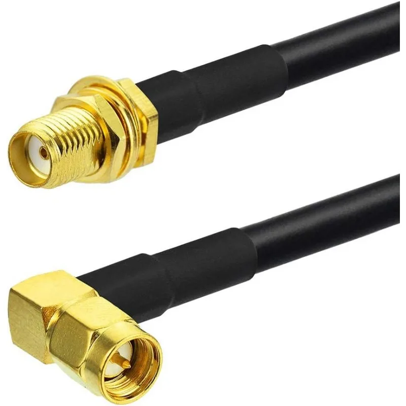Cable de reubicación de extensión de antena de Radio Ham de 1m, Cable Coaxial SMA macho de ángulo recto a hembra RG58 para Kenwood BaoFeng Icom Yaesu