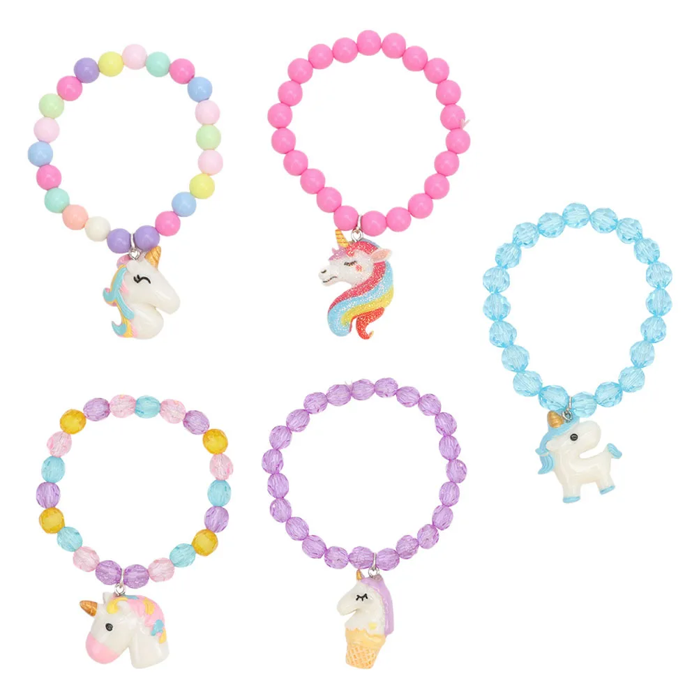 5 pièces Bracelet licorne perles acryliques colorées enfants poignet décor anniversaire voyage vacances cadeau licorne perles Bracelets