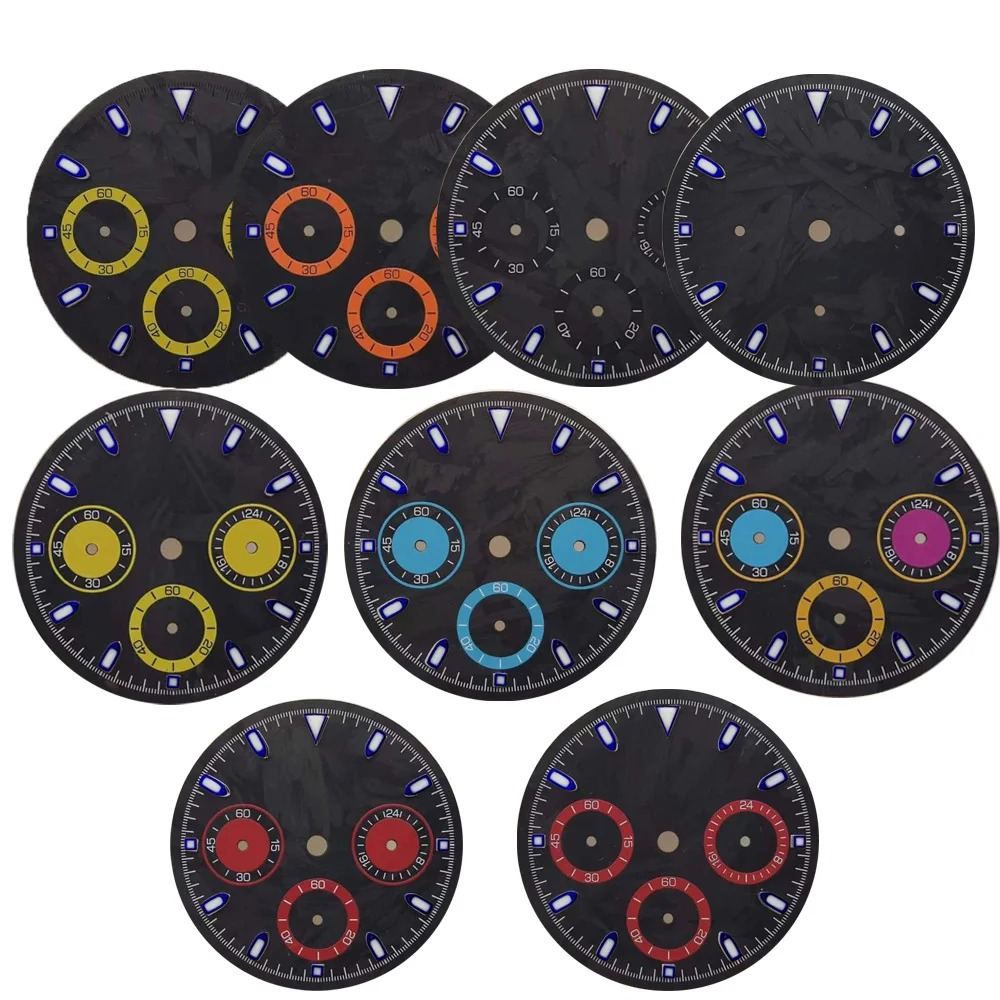 Blue Luminescent Carbon Fiber Dial Multi-Function Watch VK63 Quartz Movement High-Quality Precision Timekeeping Accessory