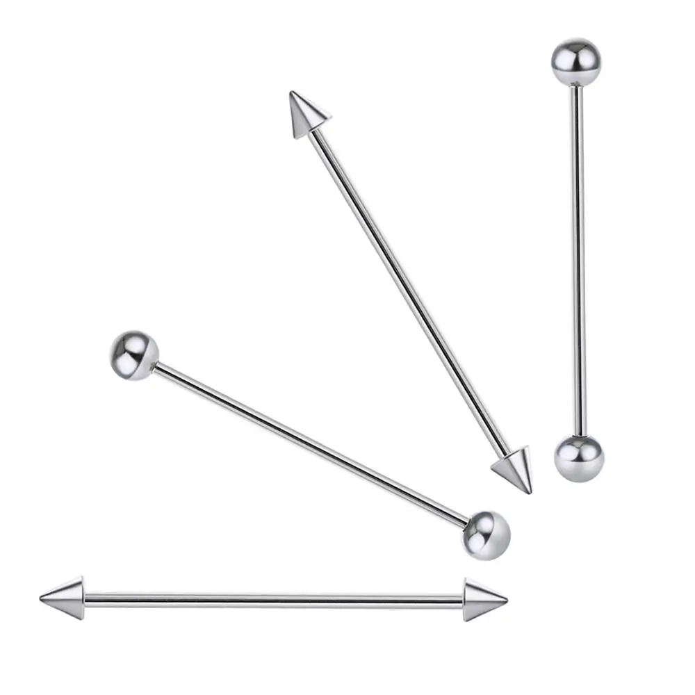 2pcs 14G 1.6mm Stainless Steel Industrial Barbell Long Ear Piercing Helix Tragus Cartilage Earrings Unisex Punk Body Jewelry