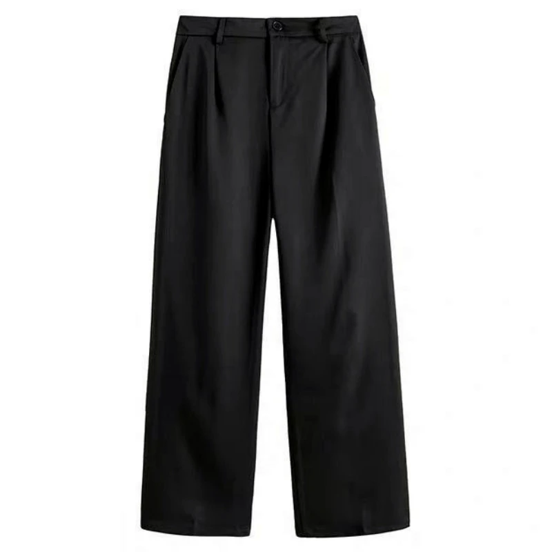 Men Casual Pants Solid Simple Large Size 3XL Button Fly Chic Mens Korean Style Straight Trousers All-match Ankle-length Loose