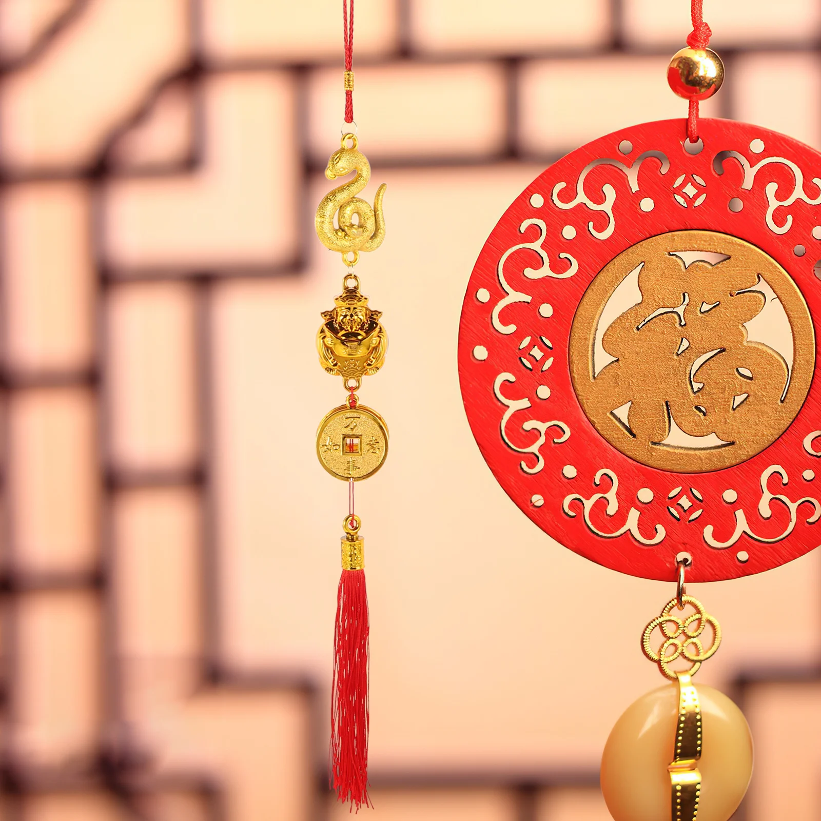 

10pcs Fortune God Hanging Ornament Chinese Style Tassel Pendant For Car Home Office New Year Decoration Spring Festival Bonsai