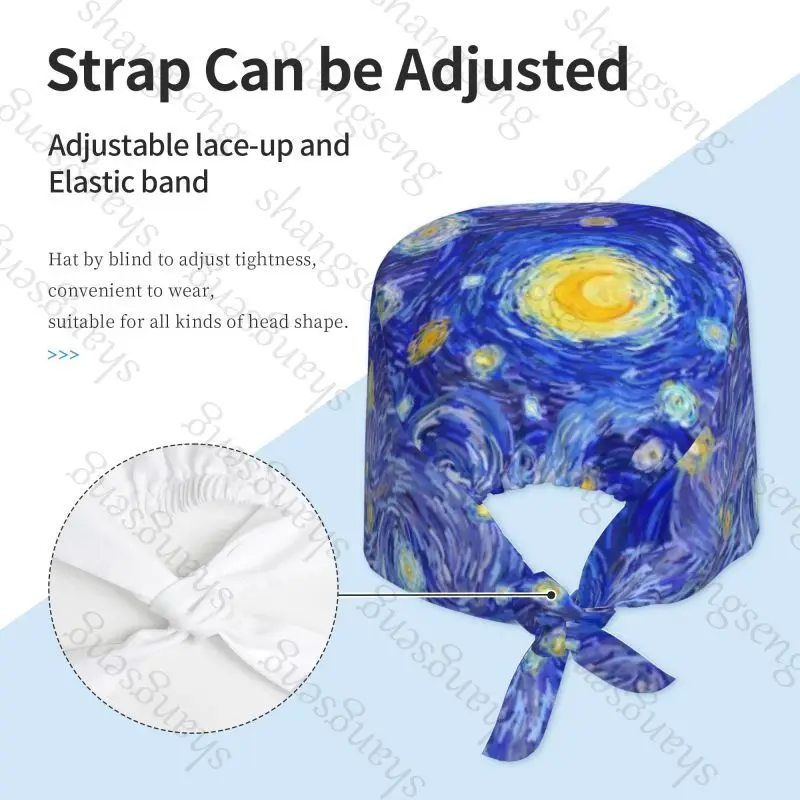 Starry NightNurse Solid Hat Cap Operating Room Hat Female Doctor Hats Stomatology Button Cap Dustproof ICU Nurse Hat