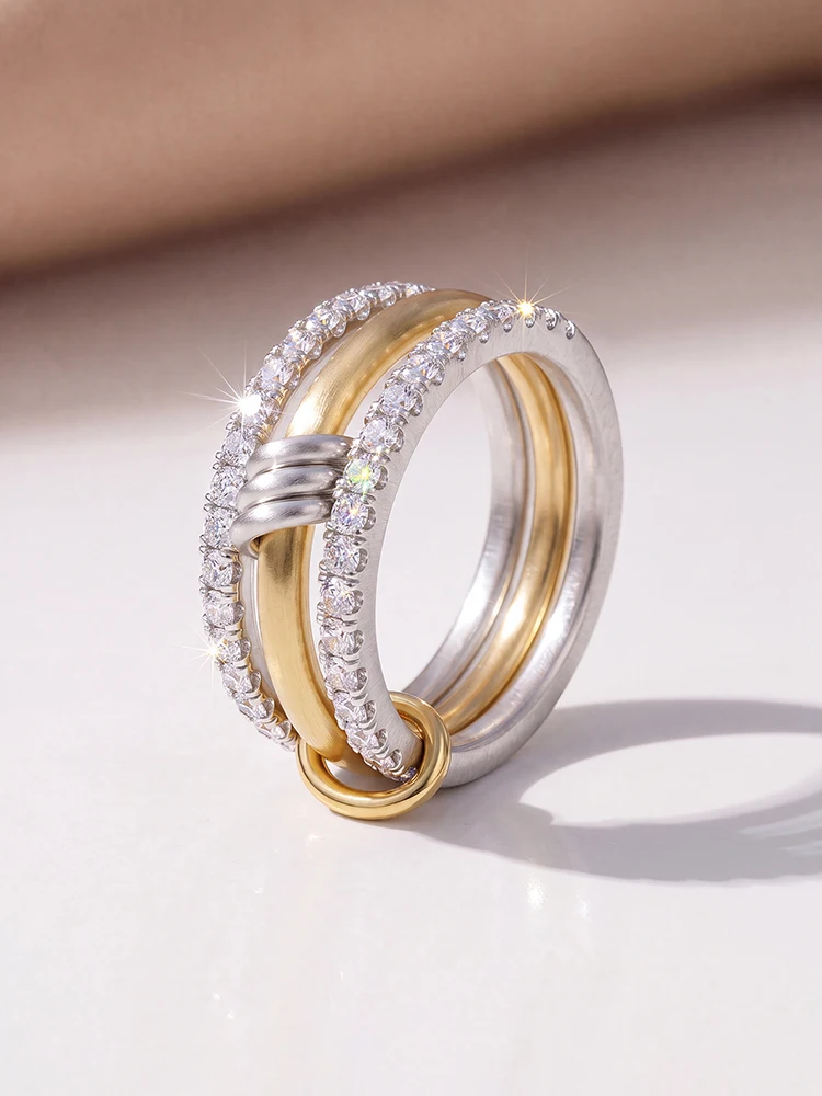 Personalized Multiple Levels Zircon Ring for Women Daily Anniversary Fashionable Exquisite High Quality Jewelry