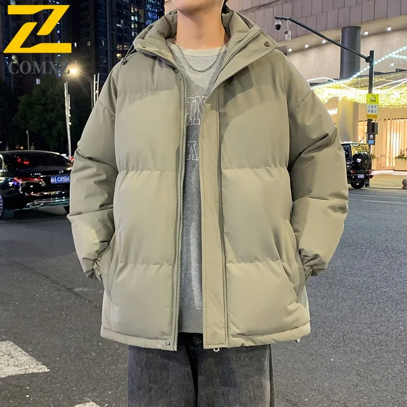 

COMXZ Men Outdoor Padded Jacket Casual Hooded Travel Windproof Warm Parka Premium Comfort Lightweight Winter Windbreaker