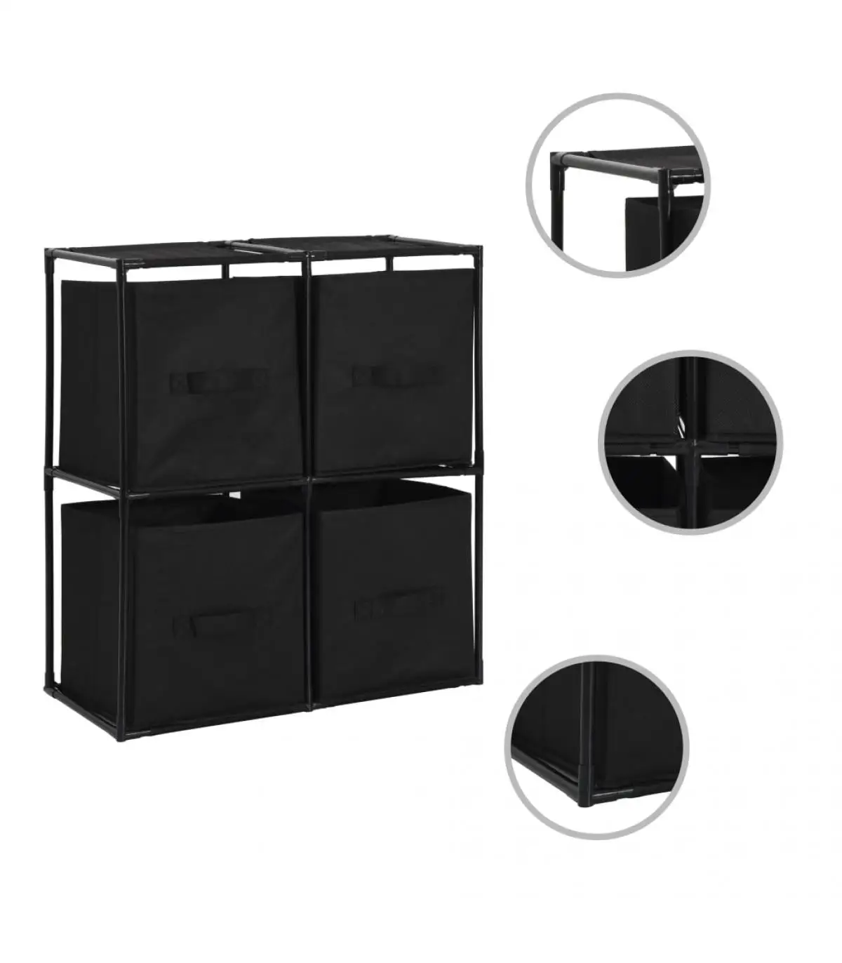 Lockers and storage cabinets storage cabinet 4 baskets of fabric black steel 63x30x71 cm