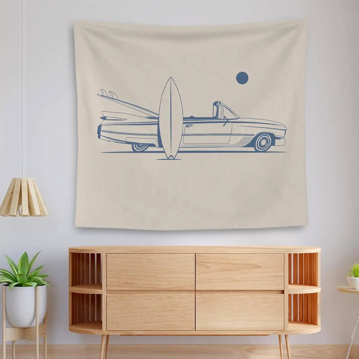 Beachy Room Decor Aesthetic, Retro Surfing Board Car Aesthetic Tapestry Wall Hanging, Surf Room Decor, Coastal House Wall Decor