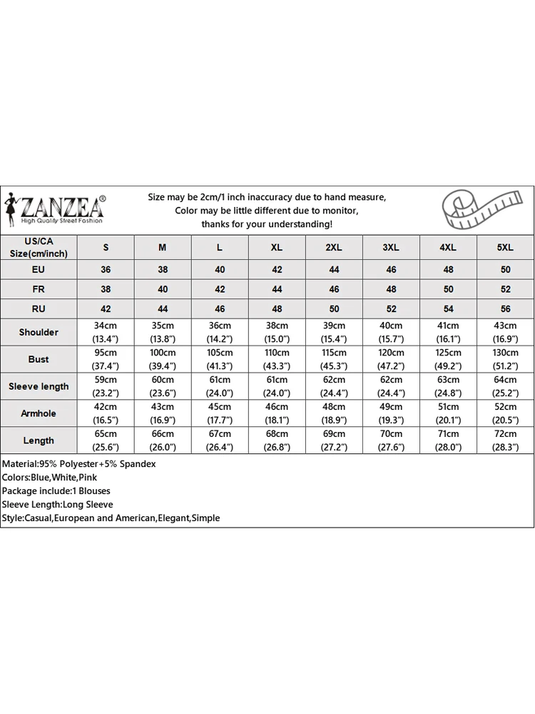 ZANZEA, Blusas de moda de otoño para mujer, Blusas informales de manga larga con volantes, Tops de Color sólido, túnicas holgadas elegantes con cuello redondo para mujer