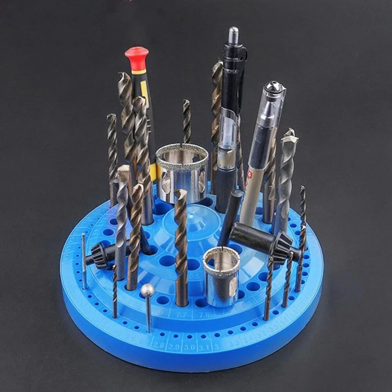 B62B Drill Bit Storage Case 100 Holes Rotating Storage Tray, Milling Cutter and Parts Organizer for Household Tool