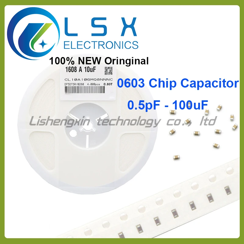 

4000pcs 0603 SMD Chip Multilayer Ceramic Capacitor 0.5pF - 22uF 10pF 22pF 100pF 1nF 10nF 15nF 100nF 0.1uF 1uF 2.2uF 4.7uF 10uF