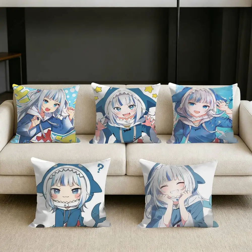 

HoloEN G-Gawr G-Gura VTuber Square Sofa Pillow Cover Solid Color Living Room Home Decor Cushion Case