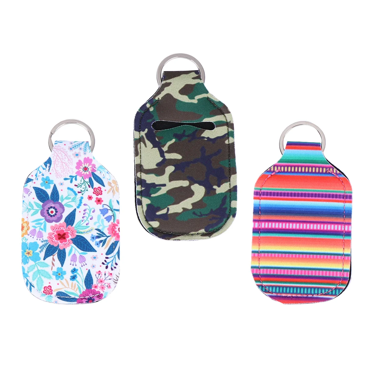 3 Pcs Hand Bottle Cover Key Fob Keychain Carriers Portable Holder Neoprene for Lotion