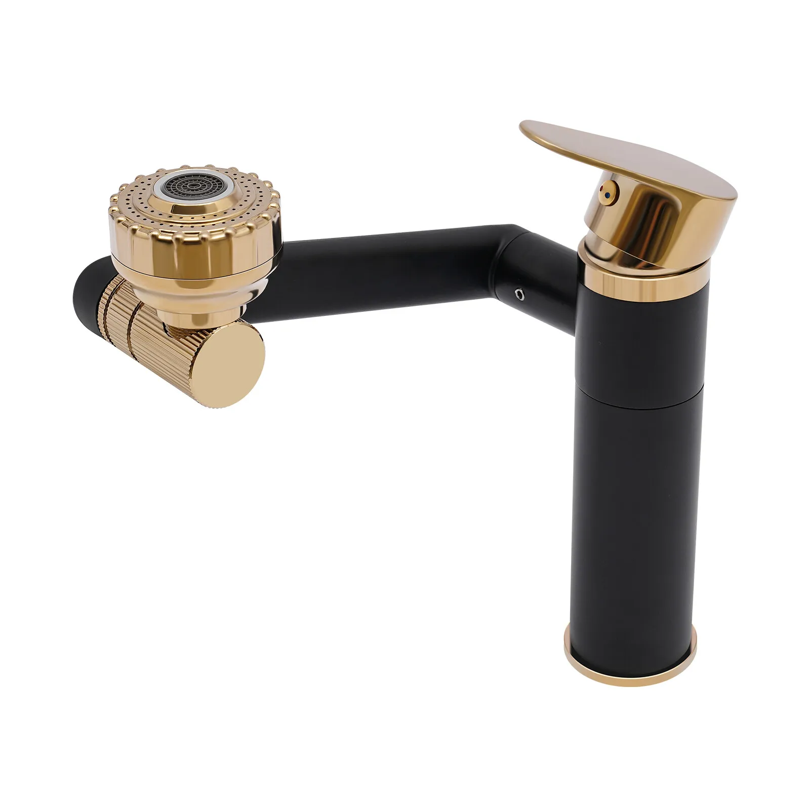 Матовый черный и золотой смеситель для ванной комнаты, двойной режим воды для чистки и стирки, 360° °     Вращение, латунный материал