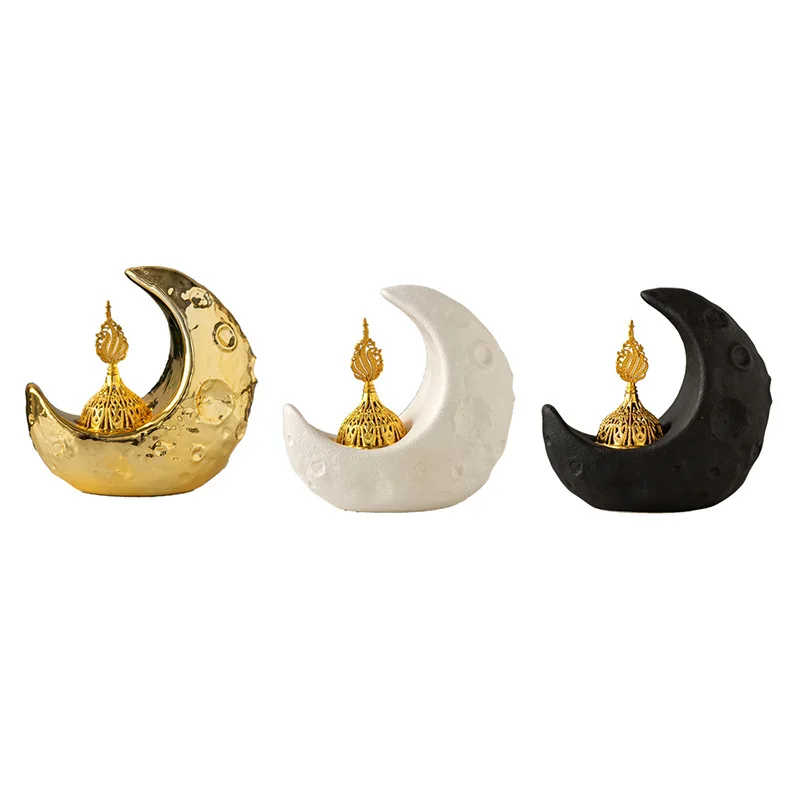 

Middle East Moon Ceramic Handheld Incense Burner European Light Luxury Desktop Decoration Middle East Arabian Aromatherapy