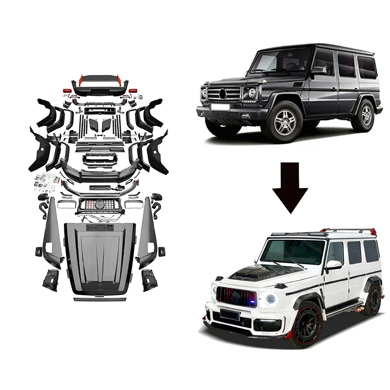 B900 R Stil Trockenkohlefaser Karosseriekit für G-Klasse W463 alt auf neu W464 W463A BA B Komplettsatz PP-Kunststoff-Autohänge A