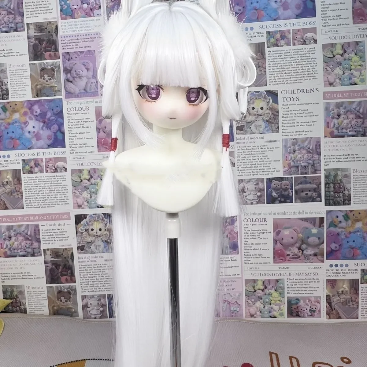 

Moonlight White Qi Bangs Wig, Fashion 1/3 1/4 1/6 BJD Doll Hair