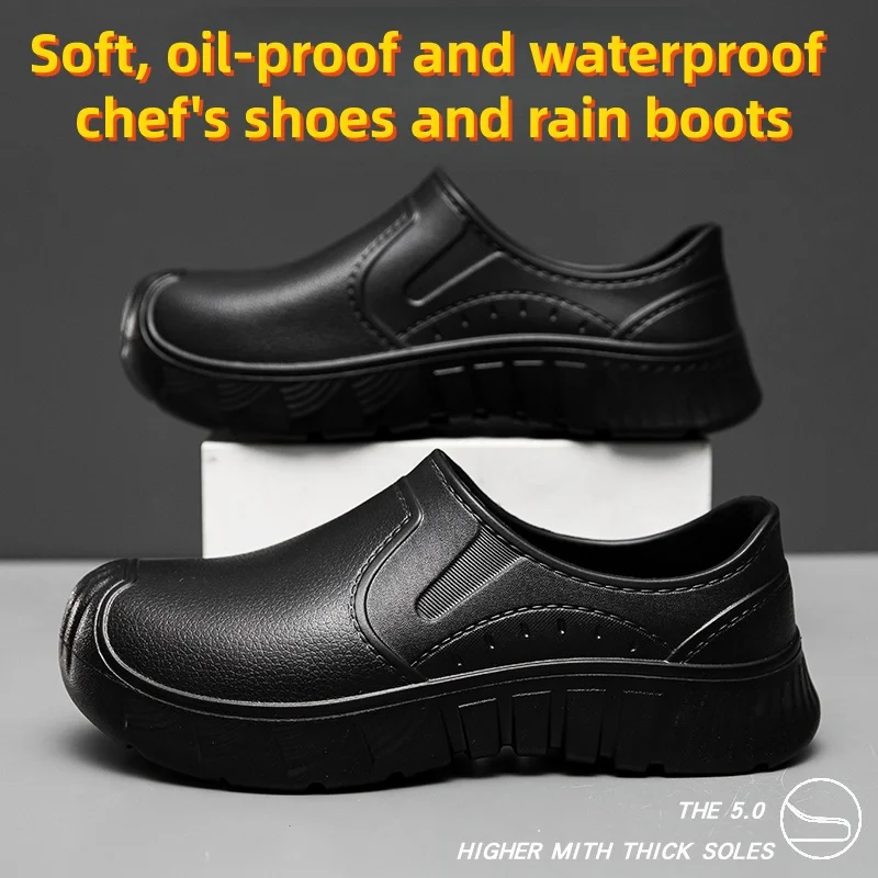 New men's soft oil-proof waterproof rain boots indoor and outdoor chef shoes EVA material comfortable and light garden shoes 45