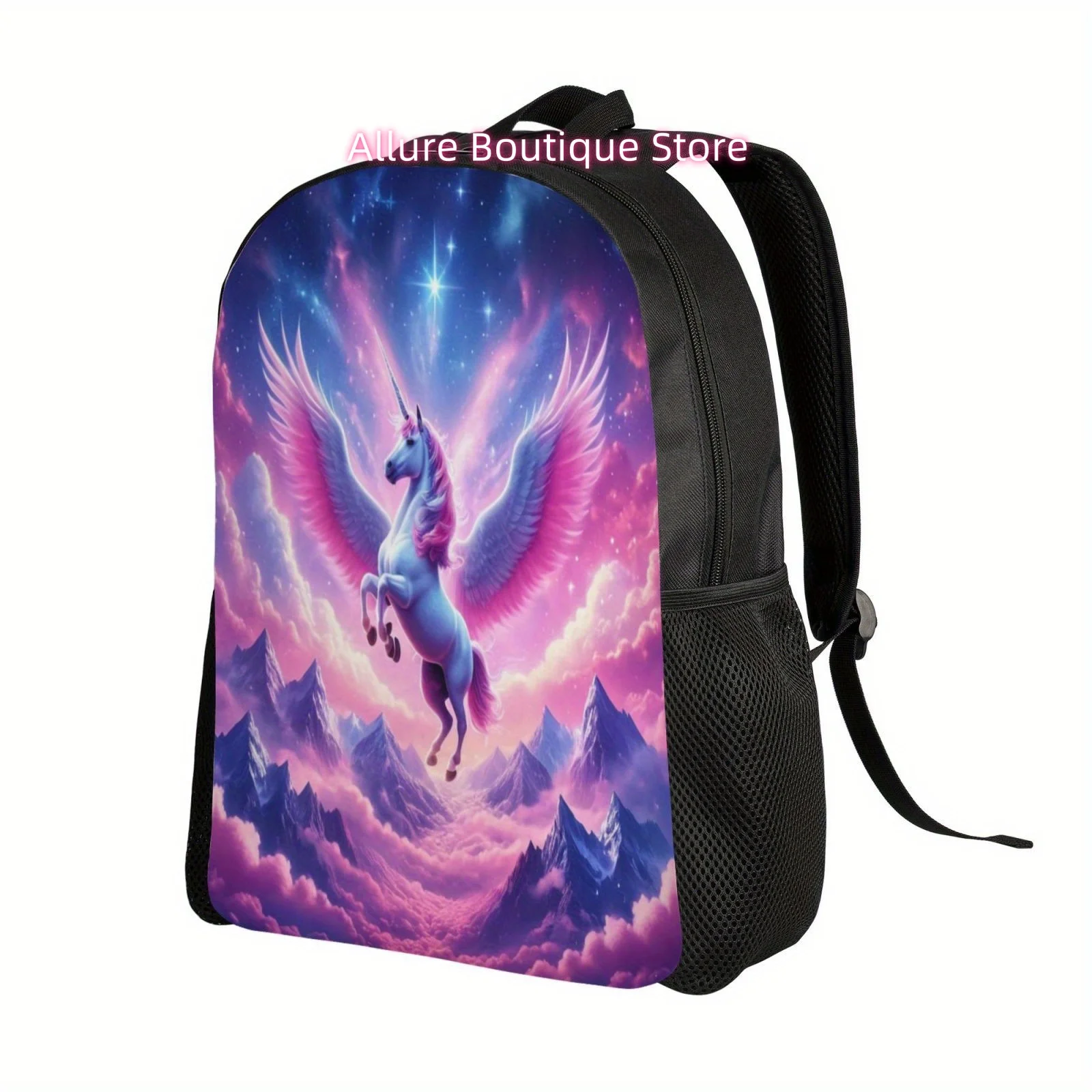 Flying Unicorn Print Backpack, Book Bag For Men And Women, Lightweight Adjustable Backpack, Large Capacity Laptop Bag For School