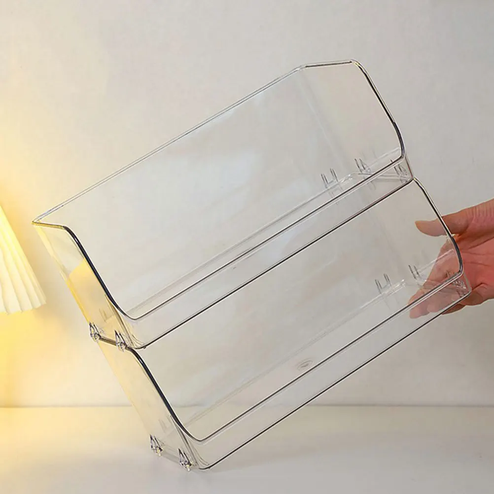

2pcs Stackable Desktop Storage Rack Simple Design Home Organizer Transparent Makeup Box Cup Holder Clear Sundries