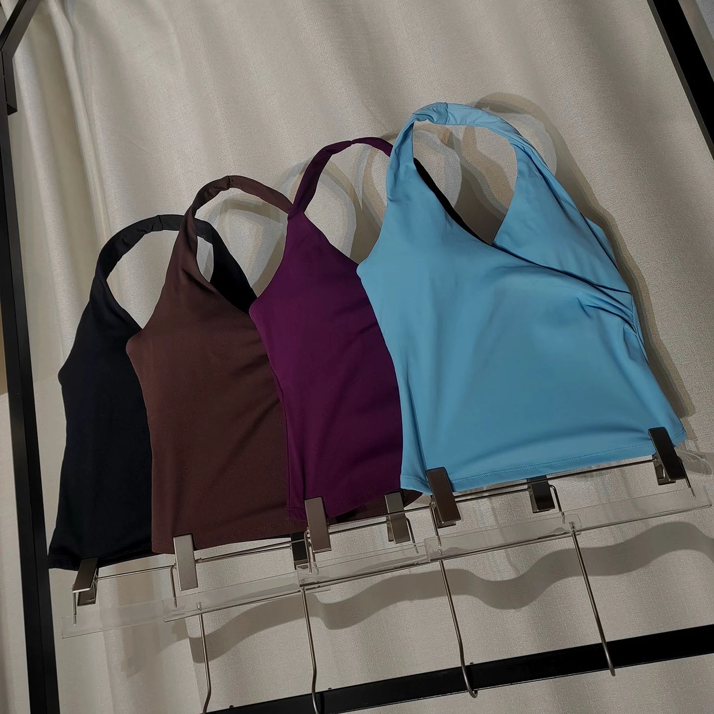 Sexy V-Neck Halter Yoga Tank Top with Built-In Padded Bra, Women’s Sleeveless Quick-Dry Sheer-Look Sports Fitness Outerwear image 2