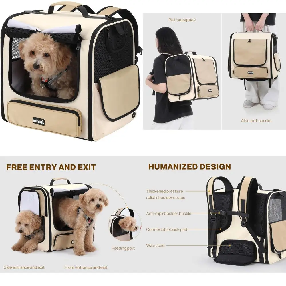

Рюкзак-переноска для кошек Pecute, рюкзак-переноска для домашних животных, расширенный большое пространство, устойчивый рюкзак для домашних животных для кошек, маленьких собак, вентилируемый рюкзак для домашних животных