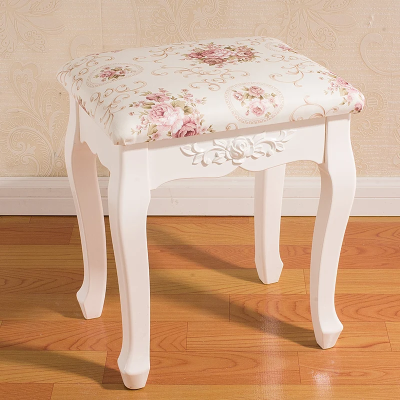 White Modern Makeup Stool European Style Girl Solid Wood Makeup Stool Bedroom Comfy Tabouret Chambre Living Room Furniture