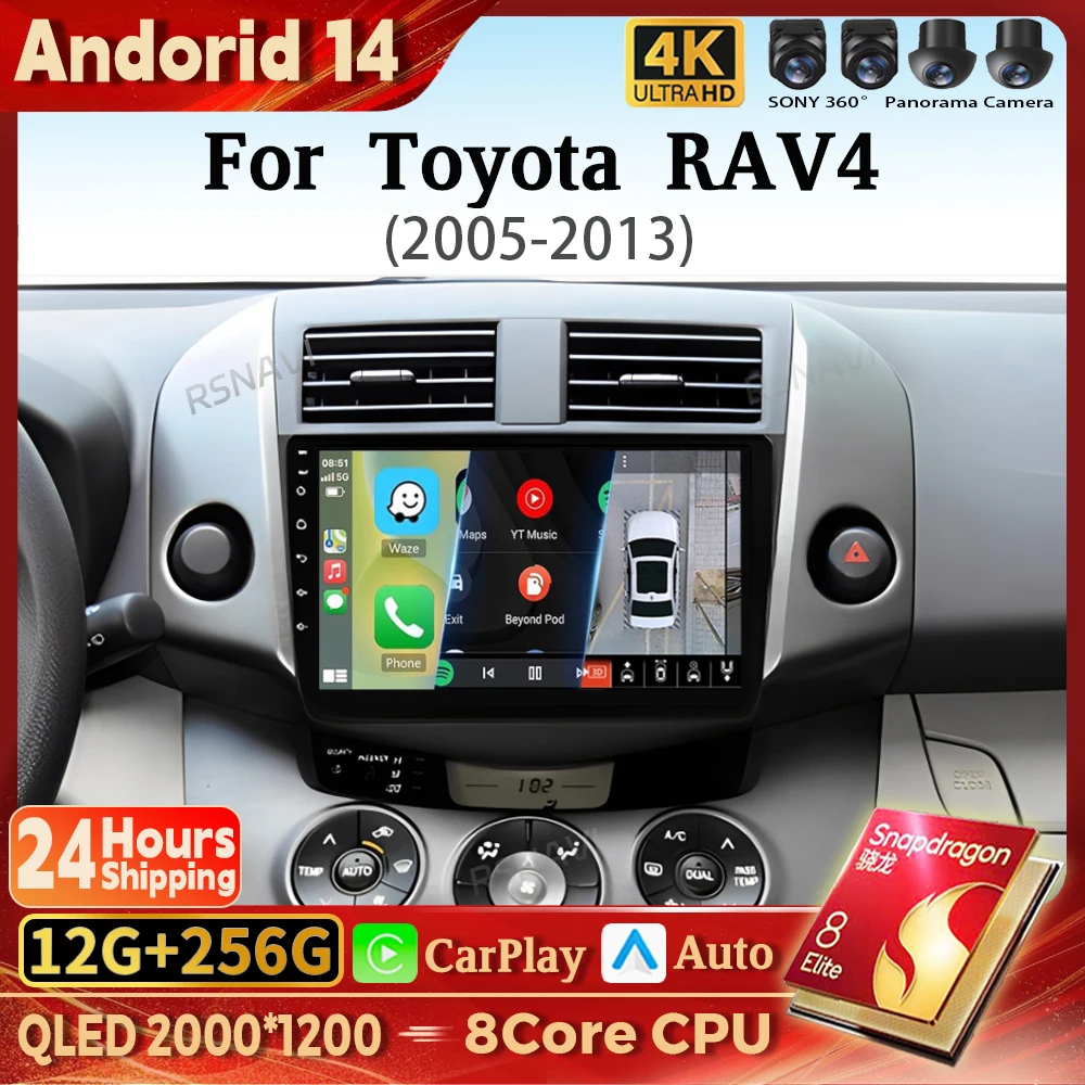 

Android 14 Carplay Auto 2K Screen Car Radio Multimedia Player For Toyota RAV4 3 XA30 2005 - 2013 Autoradio GPS Stereo Snapdragon