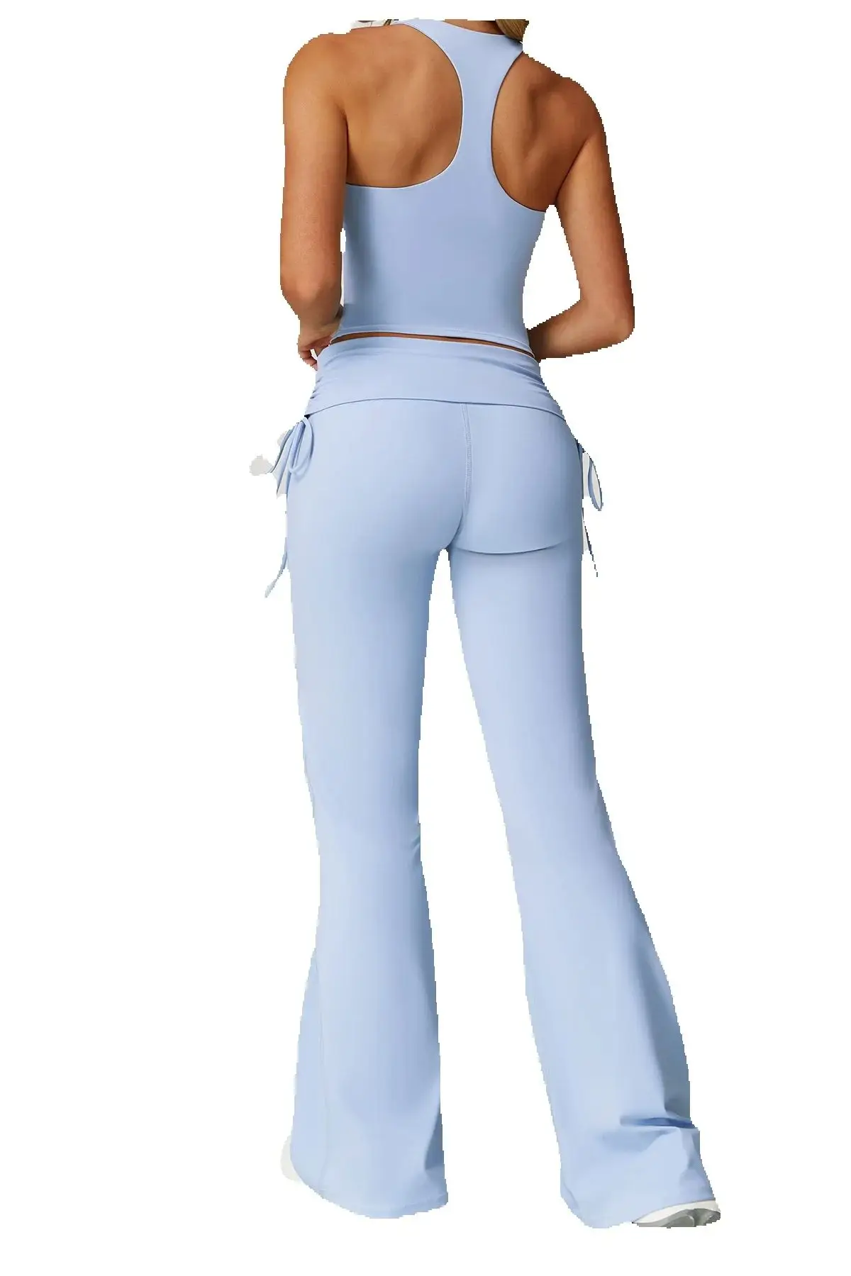 

2PCS Women Yoga Set Sportswear Athletic Wear Gym Legging Fitness I-shaped Beautiful Back Bra bell-bottoms Fitness Running Set