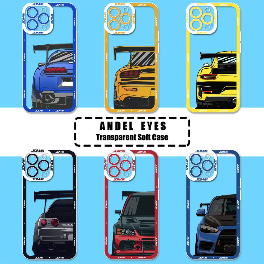 Japan JDM Sports Cars Comics Case For Motorola MOTO G73 G72 G71 G60S G53 G52 G32 G30 G22 G9 Edge 40 Pro Plus Transparent Cover