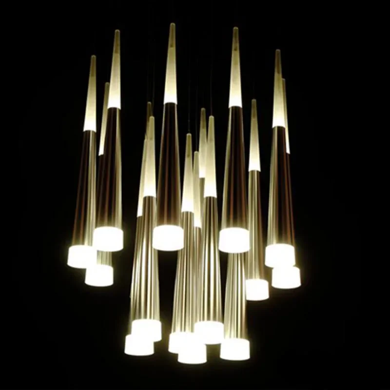 Modern Ceiling Lights Fashion Luxury Home Dining Living Room Stairs Decoration LED  lamp Cone tube Spiral Hanging light