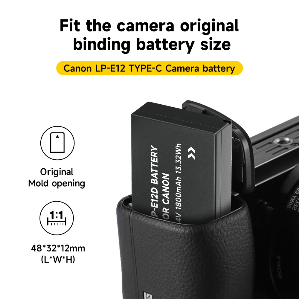 PALO LP-E12 LP E12 LPE12 Battery With Type-C USB Port for Canon EOS M10,M50, EOS M100,M200 100D Kiss X7 Rebel SL1