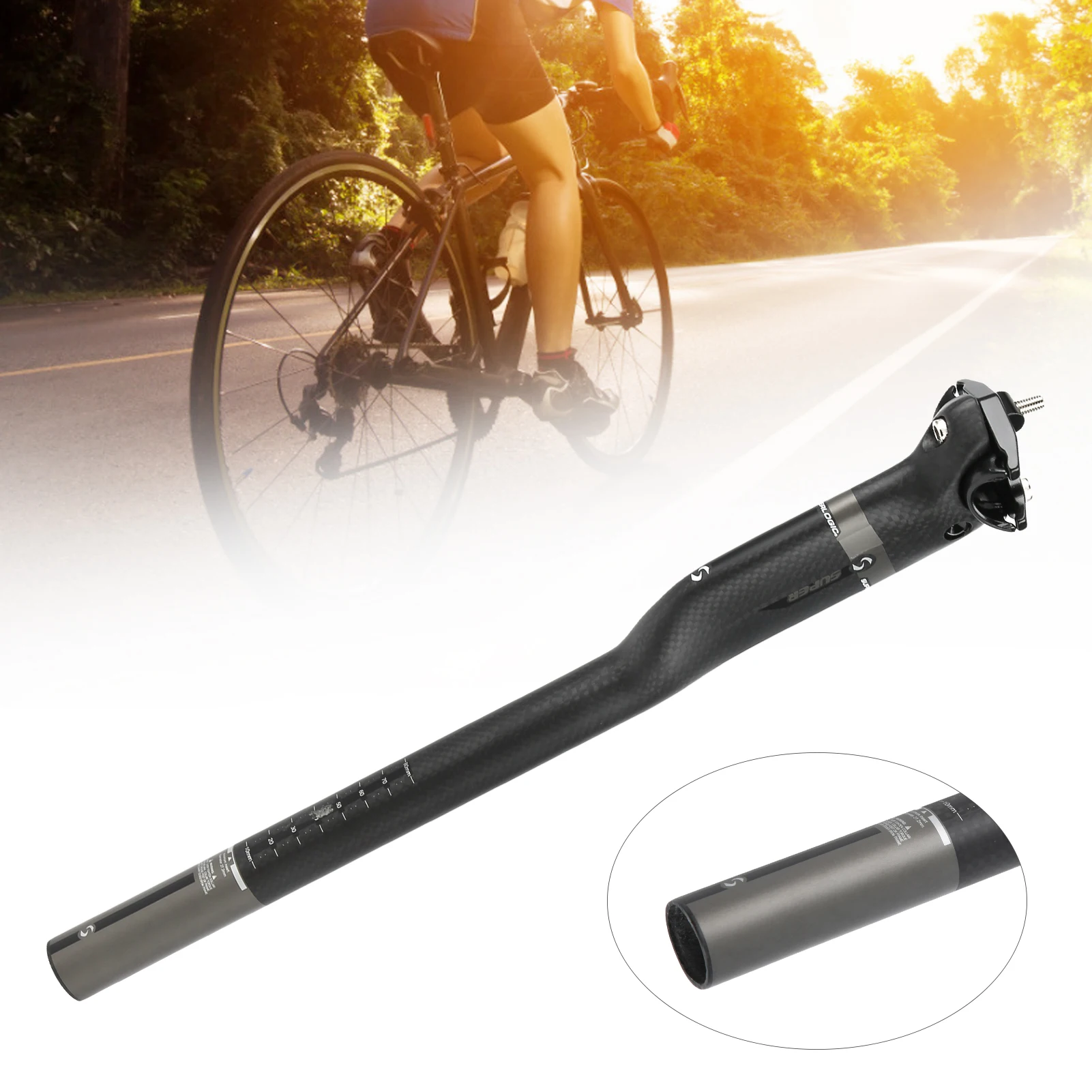 

Carbon Fiber Bicycle Seatpost High Strength and Fatigue Resistance 27.2x400MM Folding Cycling Road Mountain Bike Seat Post Tube