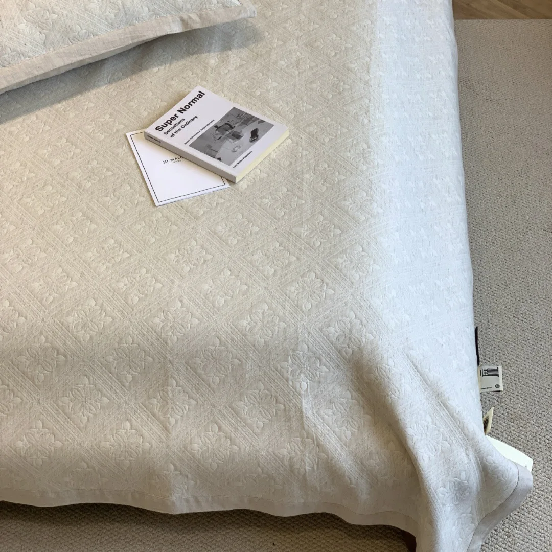 Premium Cotton Linen Blend Quilted Coverlet Set 3pcs - Moisture Wicking Breathable Bedspread, Machine Washable Quilt Home Decor