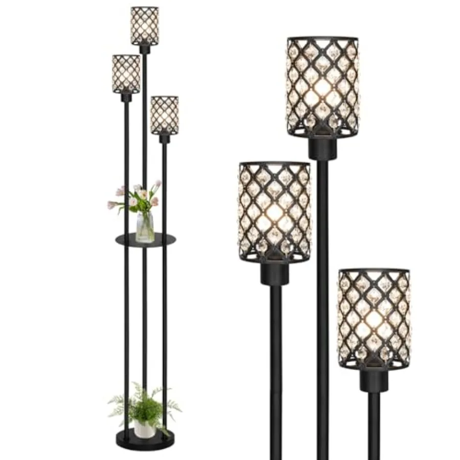 

Floor Lamps for Living Room Standing Floor Lamp with shelves Tall Lamp with Table Modern Mid Century Floor Lamp with E26 Base C