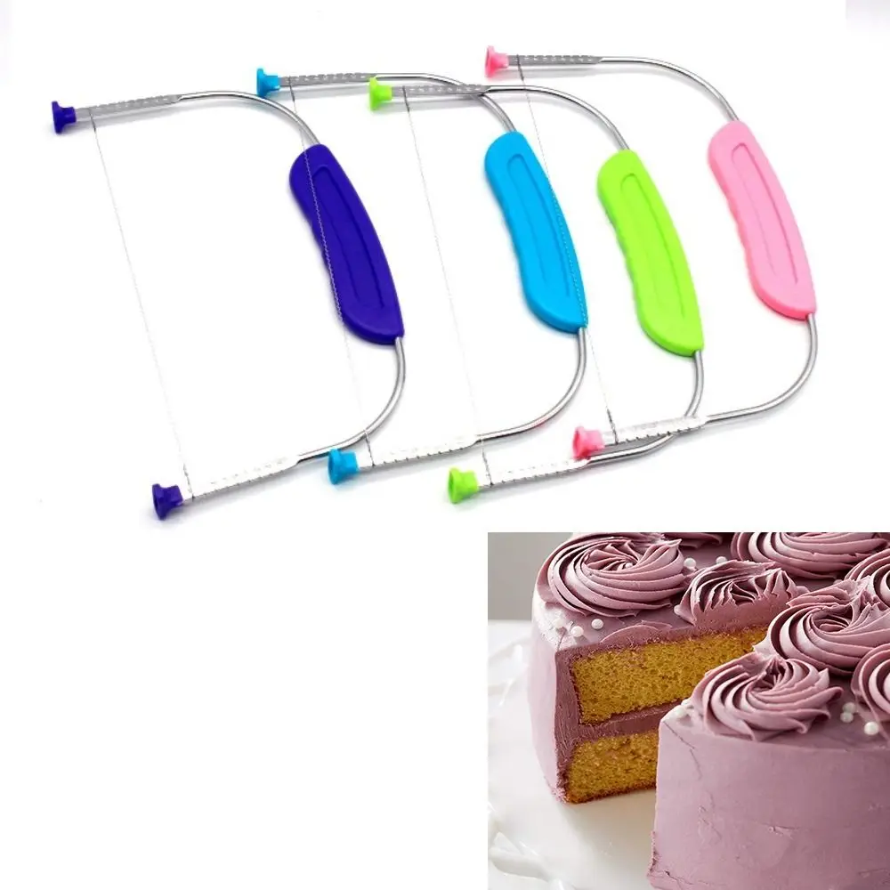 

Cutter Stainless Steel Cake Cutting Wire Single Line Adjustable Height Cake Leveler Plastic Handle Leveling Cake Slicer Pizza