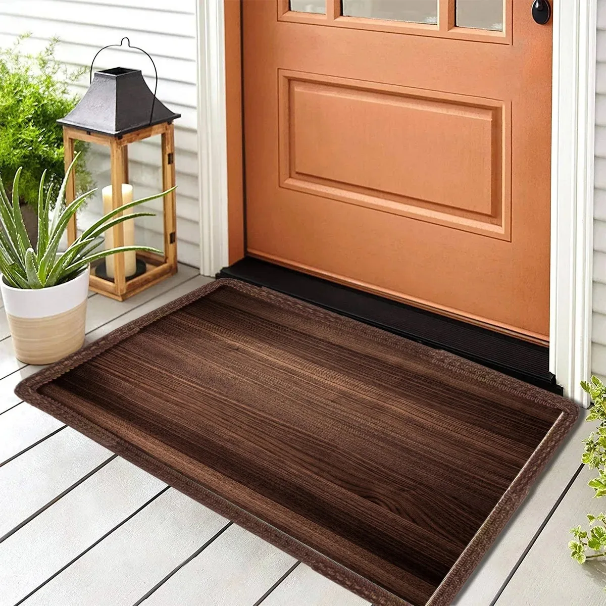 Wooden Patterned Door Mat Set With Various Wood Grain Designs Rustic Decor Mat For Entryway For Home Decor