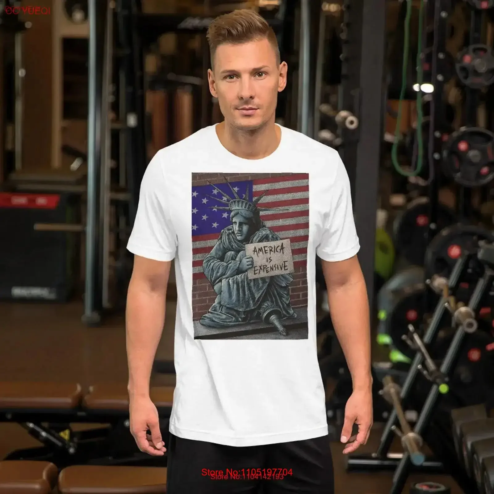 أمريكا هي تمثال الحرية باهظة الثمن تي شيرت عتيق مغسول أوم مريح للتنفس قليلاً ملابس الشارع متعددة الاستخدامات #1
