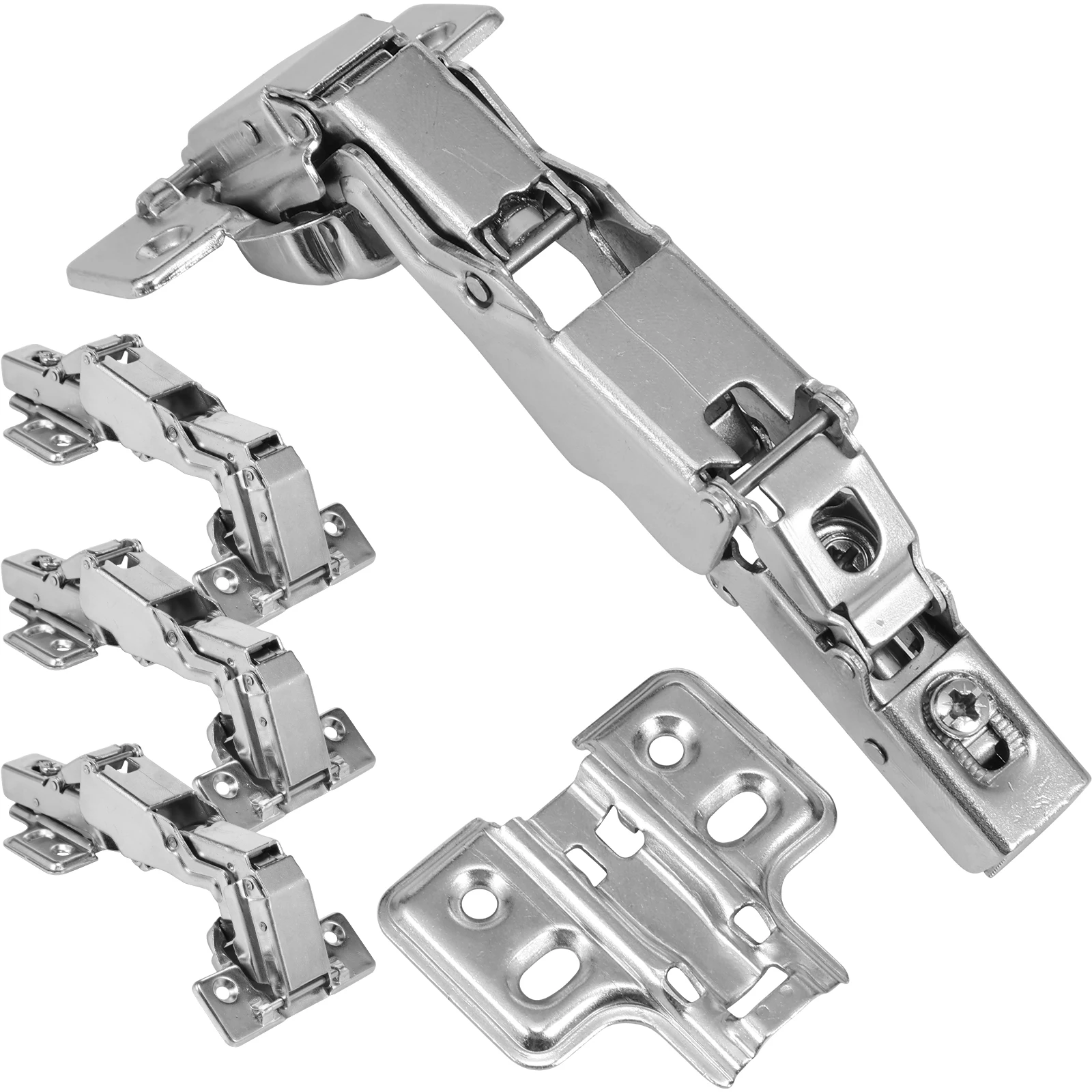 

4Pcs 175 Degree Cabinet Hinges Concealed Hydraulic Adjustable Mounting Hinges Soft Close Cabinet Hinges Cold Rolled Steel